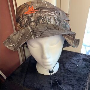 NWT-Mossy Oak Camouflage Bucket Hat with Orange Mission Logo